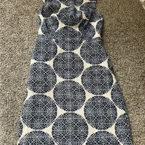 The Limited Navy and White Geometric Midi Dress